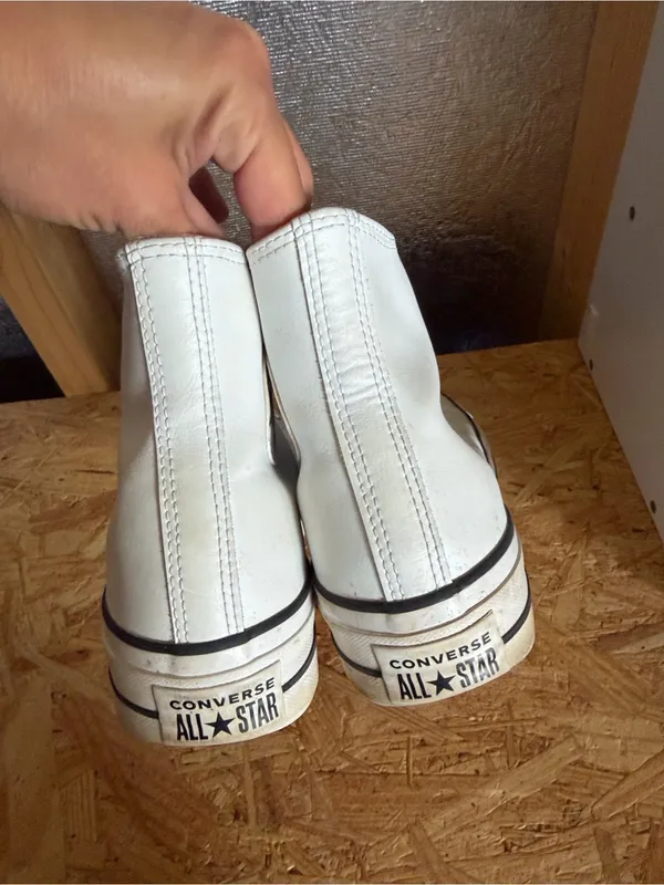 Converse White High-Top White Leather Sneakers women’s 10 - Image 5