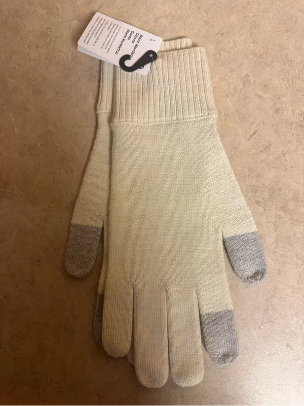 Lululemon Warm Revelation Merino Wool Gloves Cream Gray L NWT - Image 2