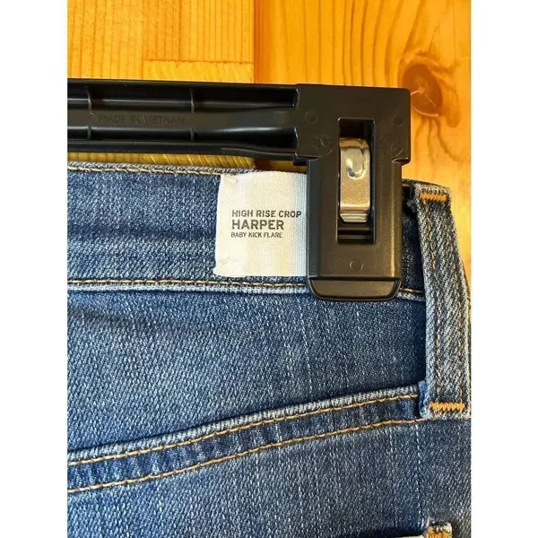 Hudson Harper High Rise Crop Flare Medium Wash Jeans Distressed Size 27 (8814) - Image 5