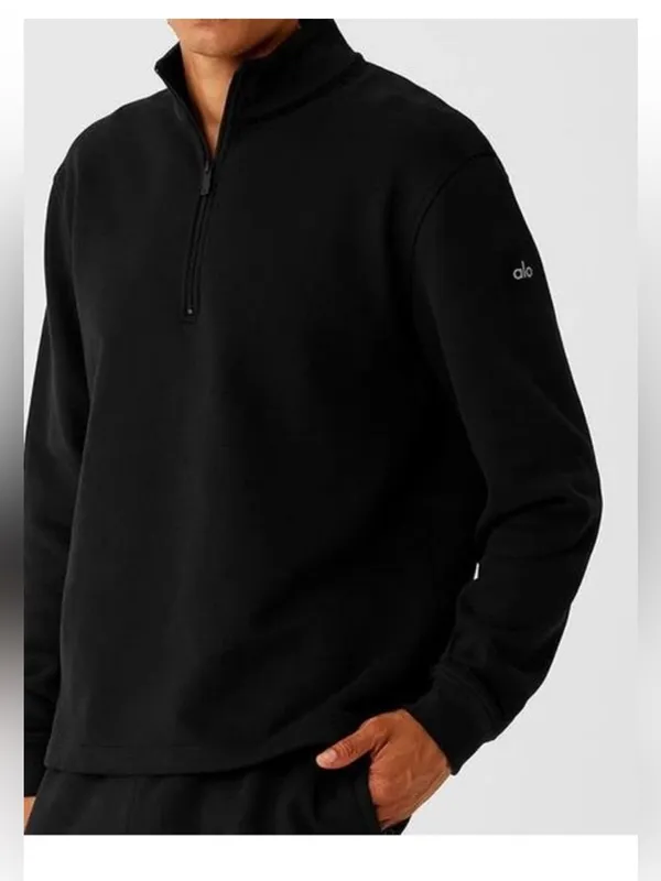 Alo Yoga Renown Heavyweight 1/4 Zip Sweatshirt Black Unisex Medium Pullover M⁠ - Image 7