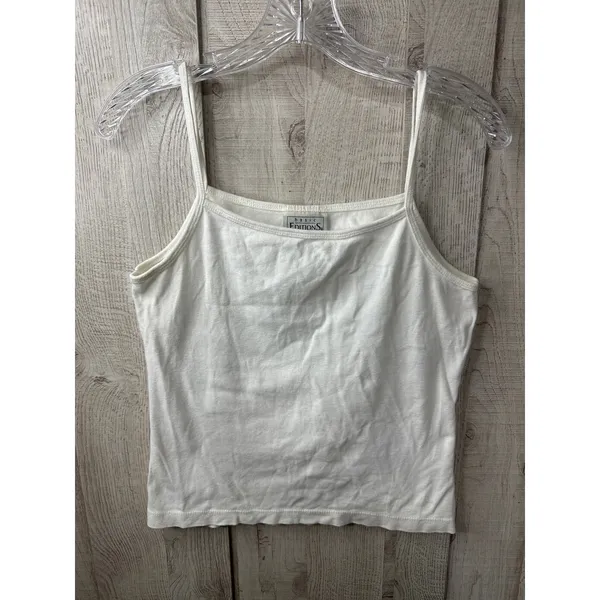 Womens Small Bundle White Cotton Cami and Blue Smocked Paperbag Lounge Shorts - Image 2