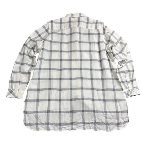 Barbour Summer Tartan Kelso Shirt Womens 12 Cloud/Blue Plaid Cotton British Prep - Image 4