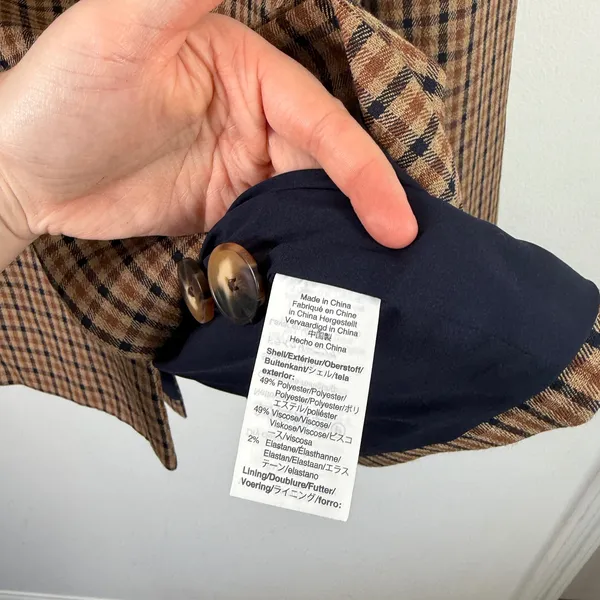 Madewell Caldwell Double Breasted Blazer Desert Check Dark Academia Womens Large - Image 5