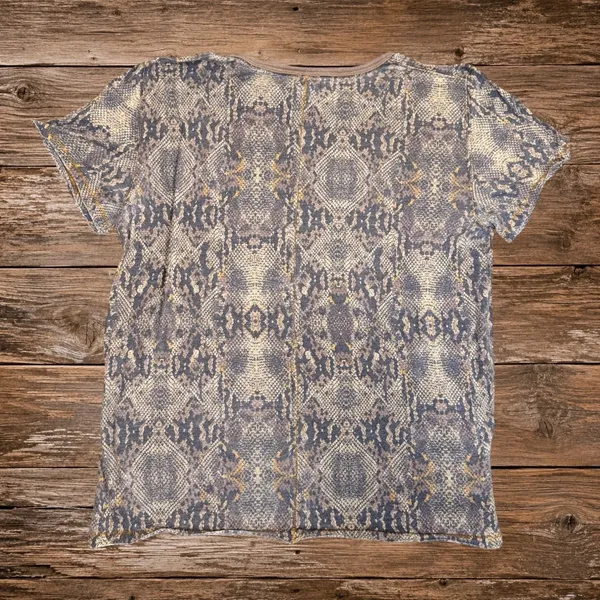 Free People We The Free Print Me Perfect Snake Skin Tee Gray Boho T Shirt Womens - Image 3
