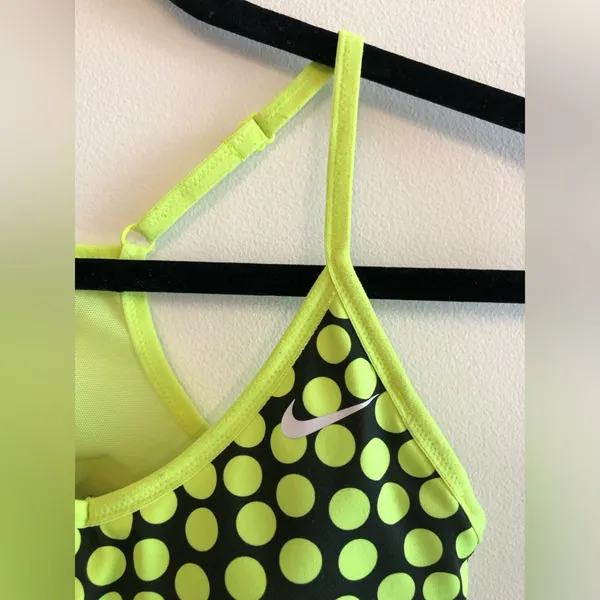Nike Neon Green and Black Indy Polka Dot Padded Sports Bra with Racerback Size S - Image 2
