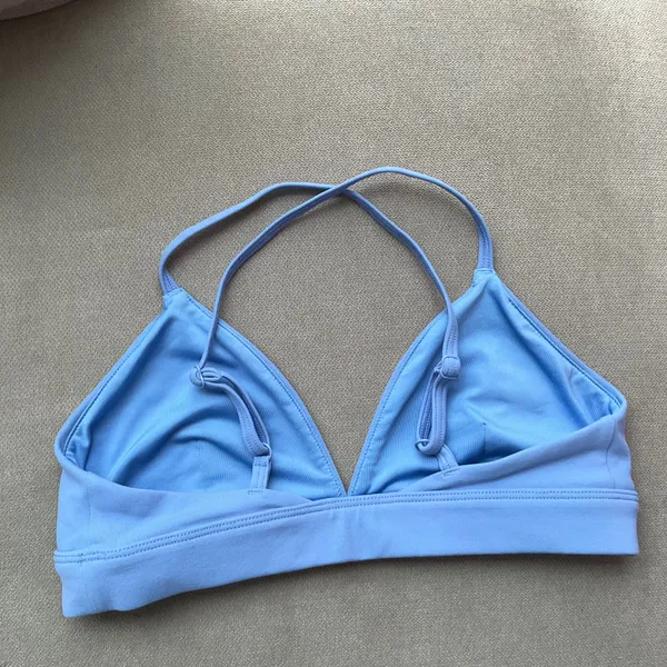 Alo Yoga Splendor Bra Crystal Clear Blue/White XS - Image 4