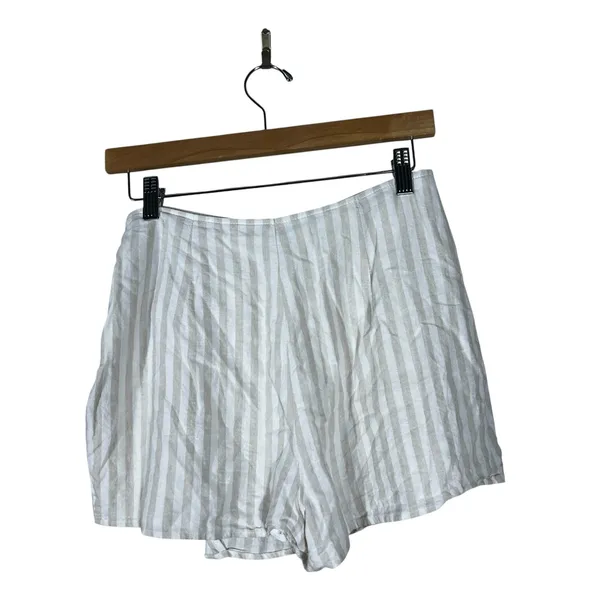Abercrombie & Fitch Striped Wrap Skort Tan White Coastal Linen Blend Size S - Image 3