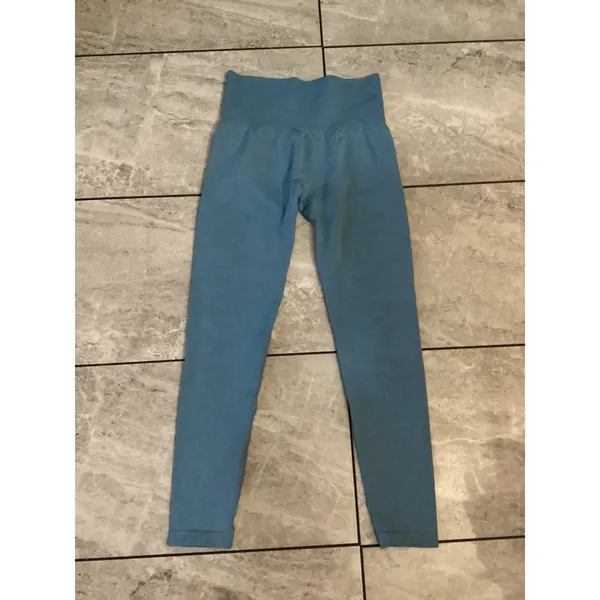 NVGTN Seamless High Waisted Leggings Sky Blue Workout Athleisure Women Size S - Image 3