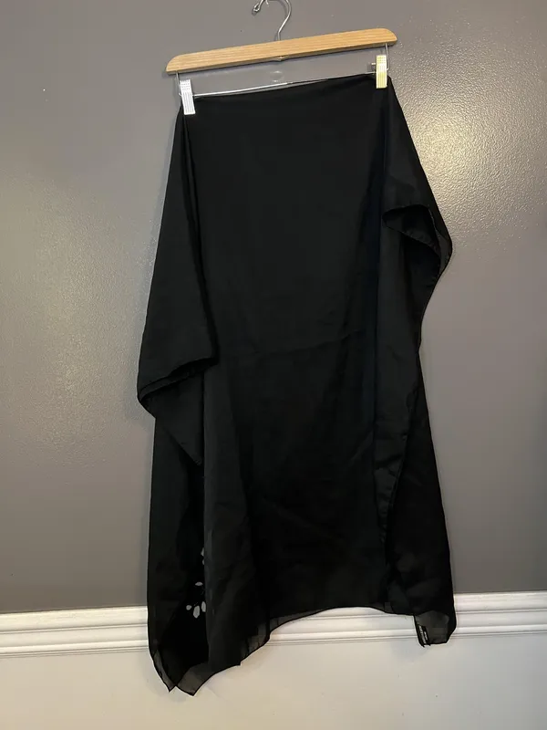 Mariella Burani Parfums Scarf Womens Black Sheer Lightweight Floral Wrap Shawl - Image 3