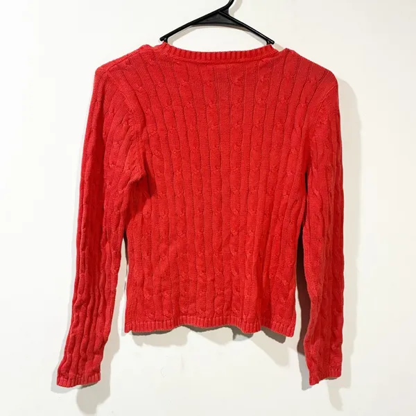 Ralph Lauren Polo Jeans Co Coral Cable Knit Crewneck Sweater Size Medium‎ - Image 4