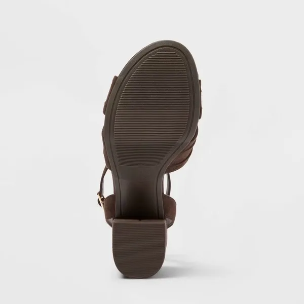 A New Day Size 8 Brown Bibi Strappy Peep Toe Heels - Image 4