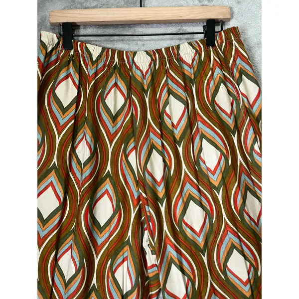 Bryn Walker Geometric Print Wide Leg Pull On Pants Artsy Boho Large Lagenlook - Image 2