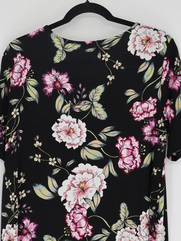 Yumi Kim Floral Dress XL Black Pink Multicolor Short Sleeve Stretch Mini Stretch - Image 10