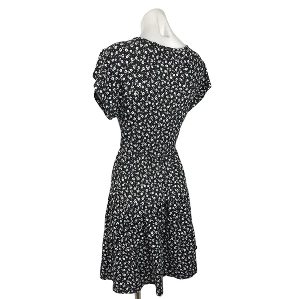 Urban Outfitters Julia Ruffle Black Floral Flutter Sleeve Tiered Mini Dress Sz S - Image 3