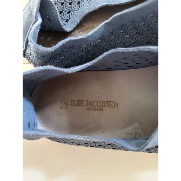 Ilse Jacobsen Hornbæk Tulip Blue Grey Laser Cut Slip On Loafers Shoes 37 - Image 4