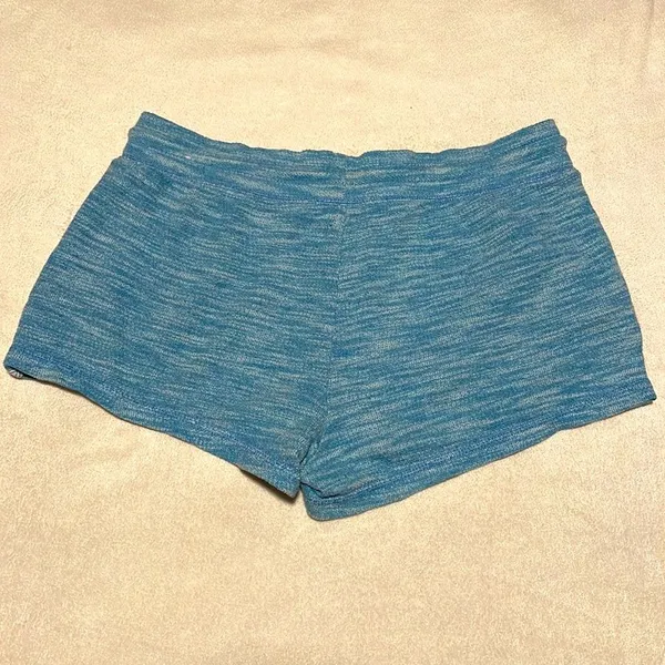 Aerie- Heather Blue Boho Cotton Shorts with Drawstring & Stripes- Size Medium - Image 4