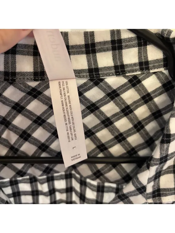 Auden NWT Women's Flannel Black White Checkered Top Shorts Pajama Set Size L - Image 7