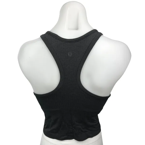 Lululemon Black Racerback Sleeveless Workout Athletic Crop Tank Top Size 4 - Image 2