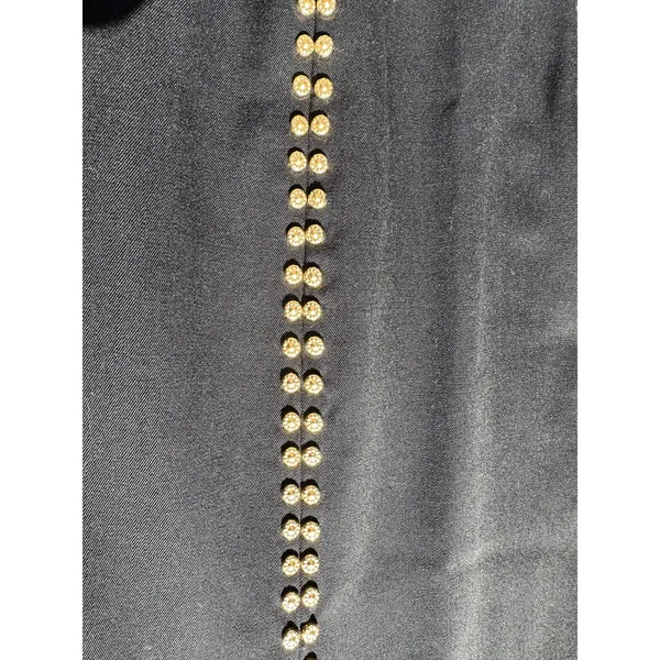 Erez Collections Midi Bedazzled Skirt 100% Wool Gold Studs Slits Black Women's S - Image 6