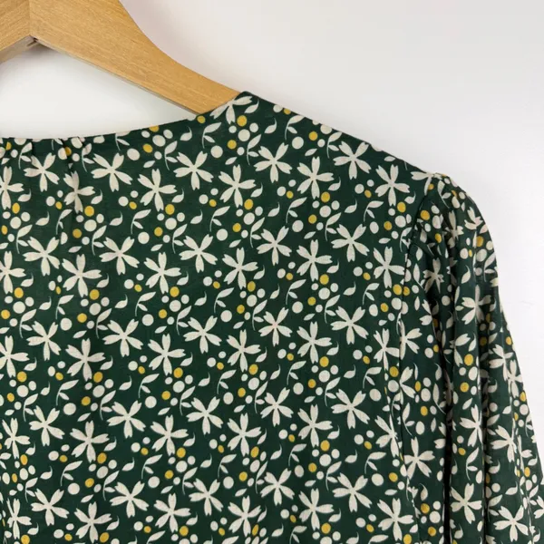Trovata Birds of Paradise Green Floral Midi Dress‎ Size Small Button Front Boho - Image 4