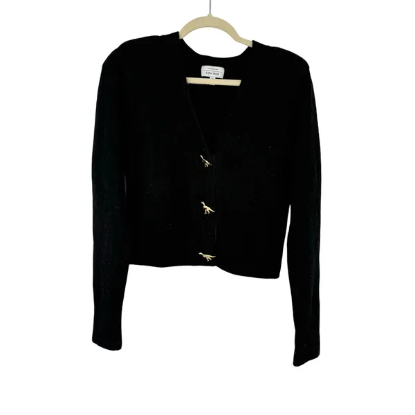 & Other Stories Paris Atelier Mohair Wool Cardigan S Black Gold Dinosaur Buttons - Image 3