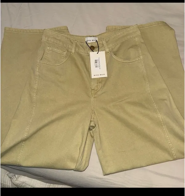 Miou Muse Olive Barrel Jeans Yellow - Image 3