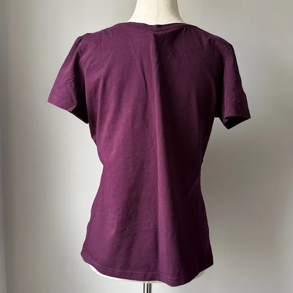 Pact Women's Short-Sleeve Crewneck Tee in Deep Plum Relaxed Fit T shirt medium - Image 2