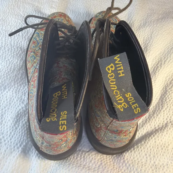 Dr Martens Jeffery Paisley Boots Red Blue Lace Up 7 UK 6 EU 39 Leather - Image 4