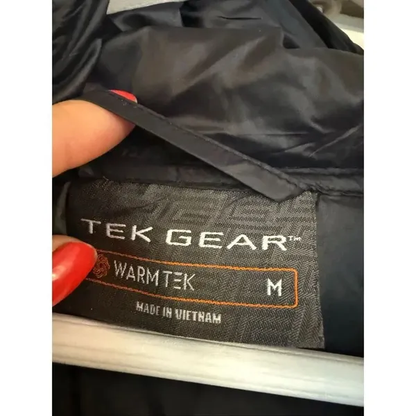 TEK GEAR Warm TEK hooded puffer jacket asymmetrical zipper size M - Image 4