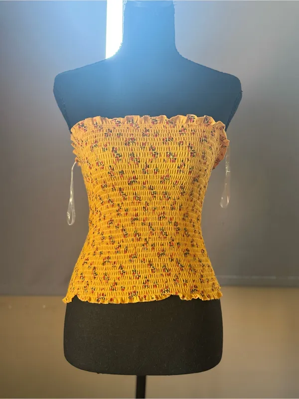 Almost Famous Yellow Smocked Floral Tube Top - Image 2