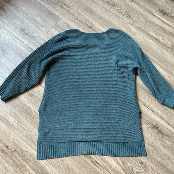 American Eagle Chenille Oversized Chunky V-Neck Sweater Teal Size M - Image 8