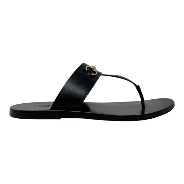 Gucci Horsebit Black Leather Thong Flat Sandals EU 36 Made in Italy - Image 4