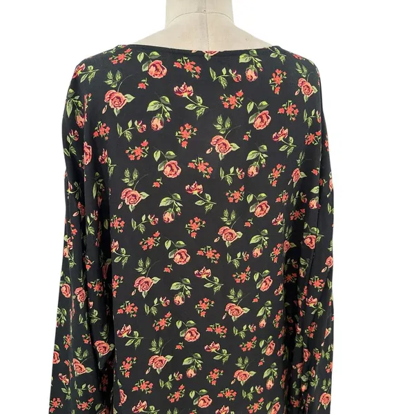 ASOS Floral Print‎ Black Pink Green Button Front Mini Tunic Dress Size US 12 - Image 8