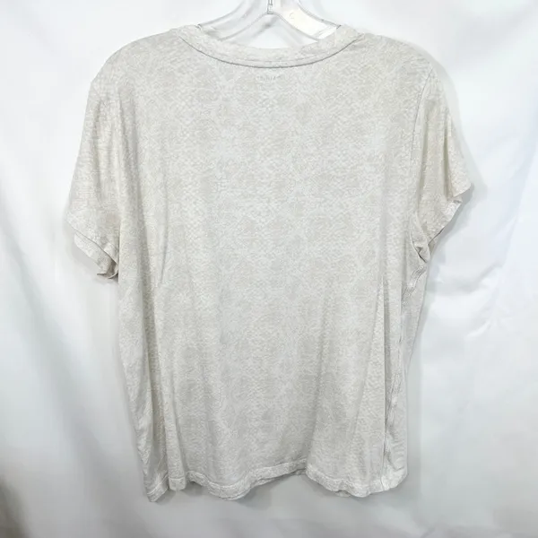 Athleta XL Top Short Sleeve Cotton Snakeskin White Cream Boxy Layering Base 593 - Image 2