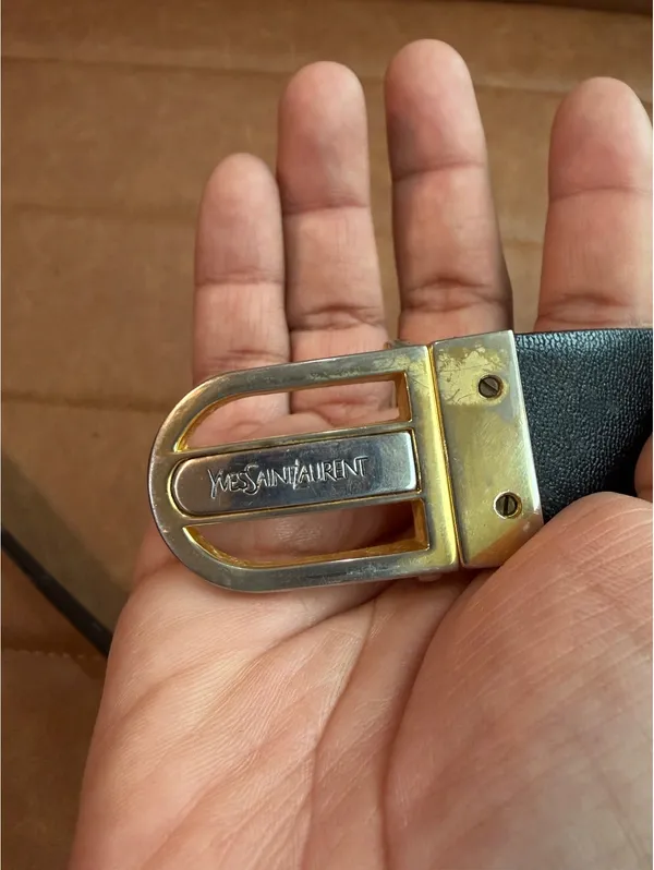 Vintage Yves Saint Laurent two tone buckle reversible belt - Image 4