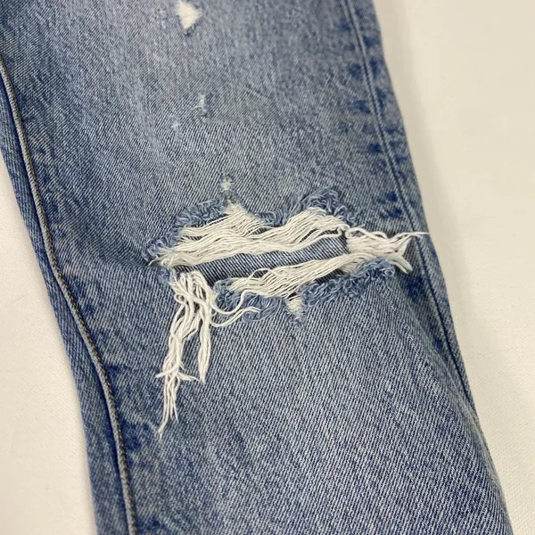 Levi's 501 Skinny Jeans Womens 24‎ High Rise Light Wash Distressed Denim 24x28 - Image 2