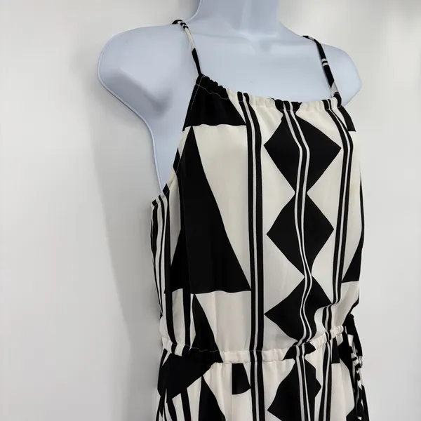Express Asymmetric Geometric Maxi Dress Sz XS Resort Art Deco Monochrome Hanky - Image 6