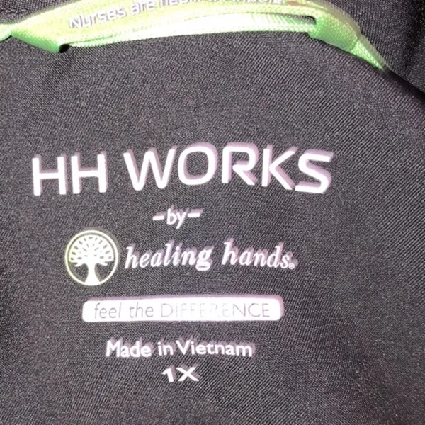 HH works by healing hands black nurses scrub top size 1X - Image 4