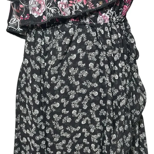 MISA Los Angeles One‎ Shoulder Floral Maxi Dress Black Pink Ruffle Medium USA - Image 4