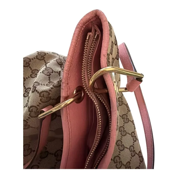 Gucci Vintage GG Canvas Tote Bag 120837 Pink Leather Gold Hardware Entrupy Auth - Image 10