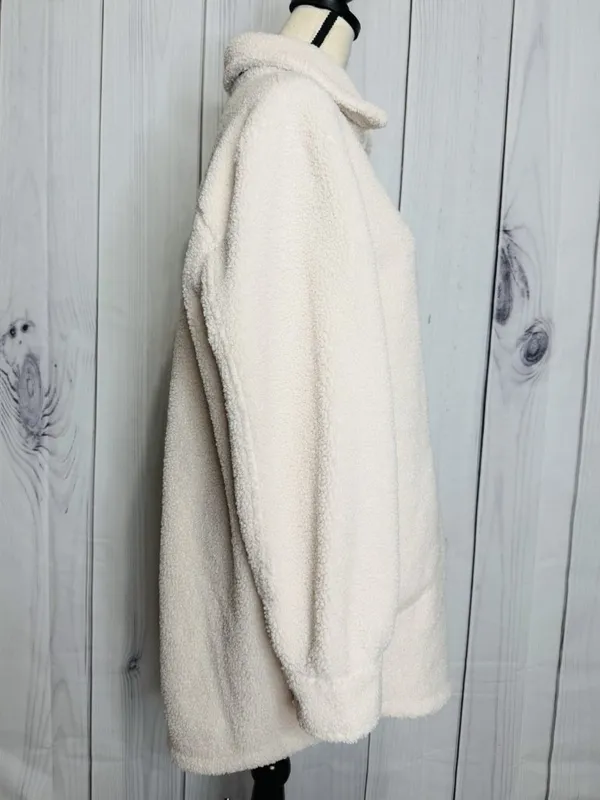 Spanx Luxe High Pile Fleece Shirt Jacket Cream Sz XL Collared Shacket Button Up - Image 10