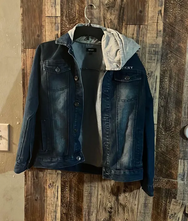 Donna Karan New York Women's Jean Jacket With Hoodie Size 14/16 - Image 2