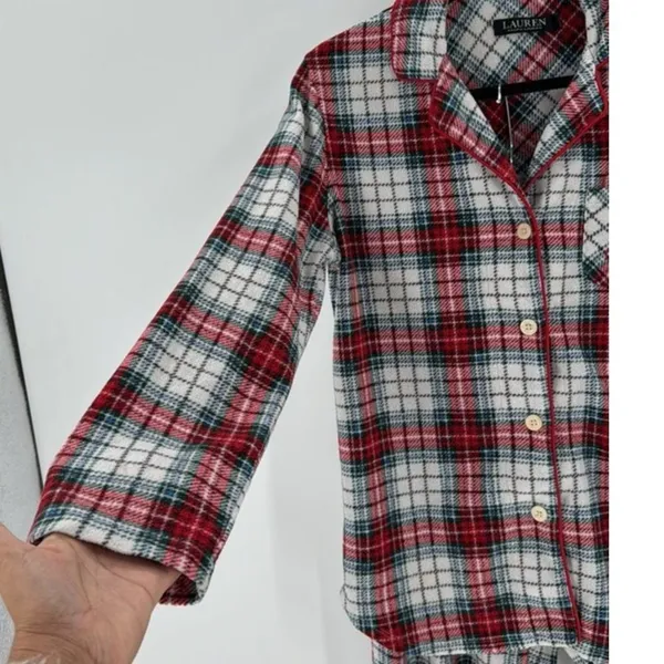 Lauren Ralph Lauren 2-Pc. Fleece Pajamas Set, Plaid, Size S holiday classic - Image 5