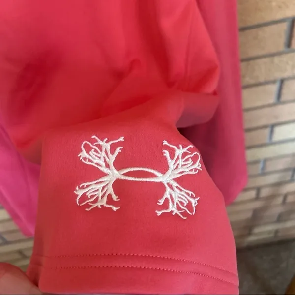 Under Armour Women's Pink/Coral 1/2 Zip Pullover Fleece Lined Size XL - Image 5