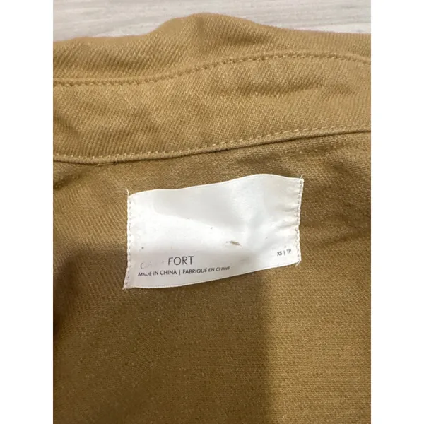 Oak + Fort Women Tan Oversized Button Down Shacket Twill Shirt Jacket XS - Image 2