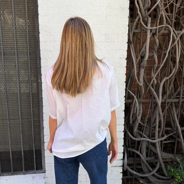 ALC women’s white textured classic button up shirt - Image 4