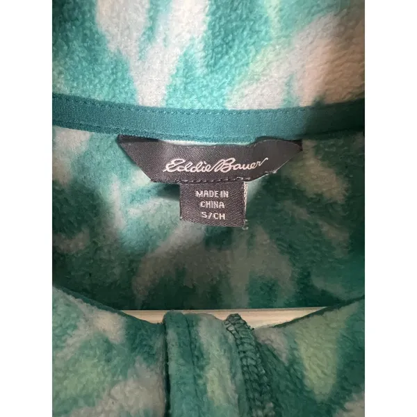 Eddie Bauer Sweatshirt Wm Sm Blue 1/4 Zip Pullover Mock Neck Polar Pattern Hike - Image 2