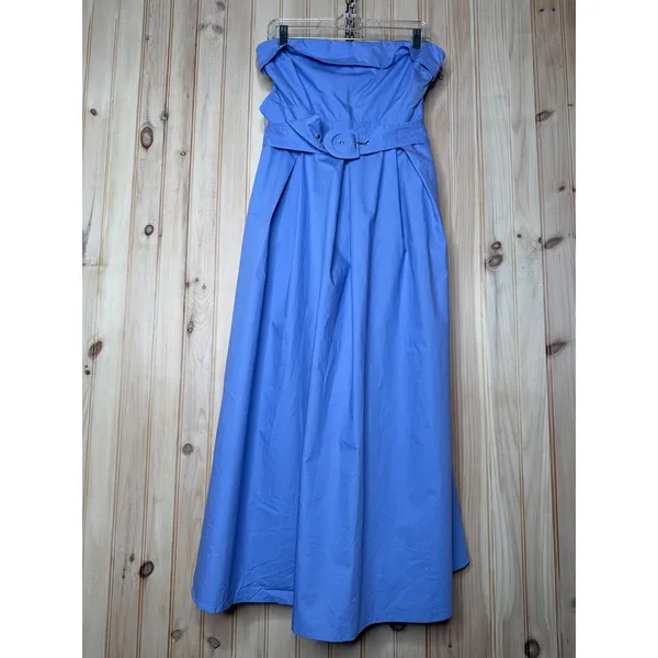 NWT Lulus Trendsetting Choice Periwinkle Strapless Midi Dress With Pockets Sz L - Image 2
