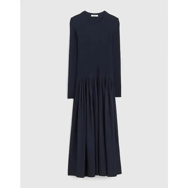 Madewell Ribbed Scoopneck Midi Dress A Line Classic Navy Blue Minimalist L NWT - Image 6