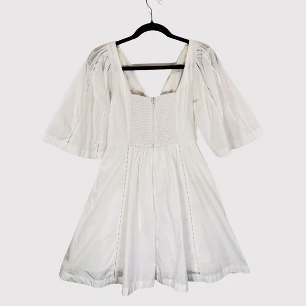 Abercrombie Fitch Dress White Mini V Neck Cutout Poplin Coastal Cowgirl Small - Image 3